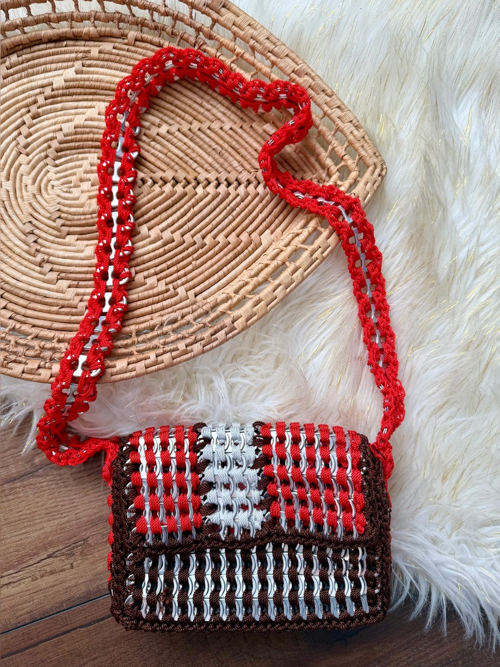 Cleveland Browns Brown Orange Aluminum Can Pop Tab Crocheted Shoulder Bag Purse